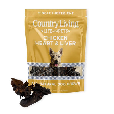 Country Living Dehydrated Chicken Hearts & Livers Dog Treats, 9 oz