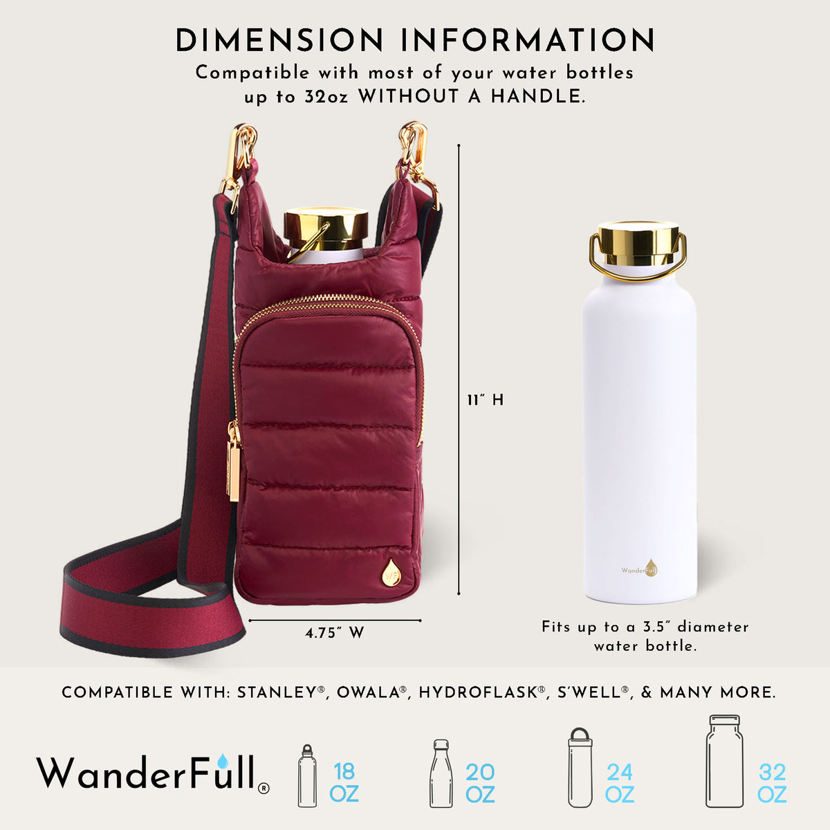 Dark Cherry HydroBag® with Cherry and Black Striped Strap
