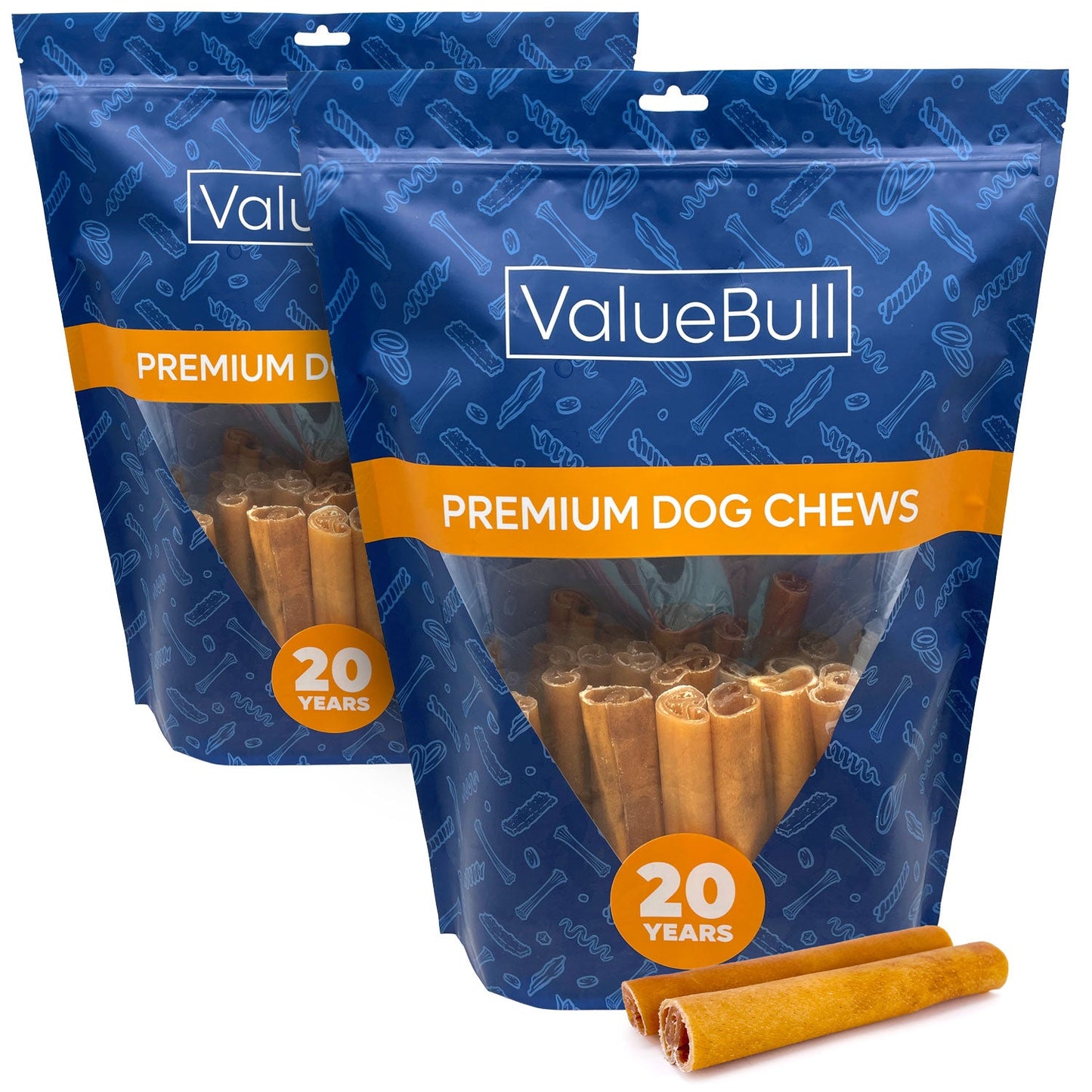 ValueBull Buffalo Collagen Sticks for Dogs, 6 Inch Super Jumbo Chews, Natural Long-Lasting Dog Treats, 25 Count