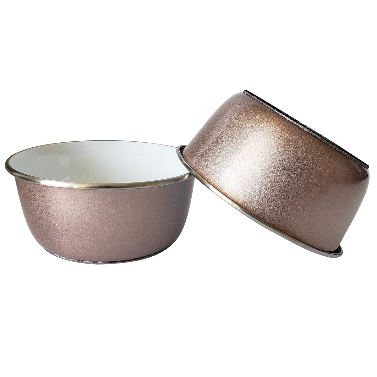 Deep Stainless Steel Dog Bowl with Paw Print Design – Rose Gold