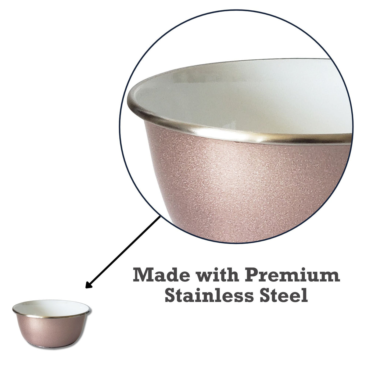 Deep Stainless Steel Dog Bowl with Paw Print Design – Rose Gold