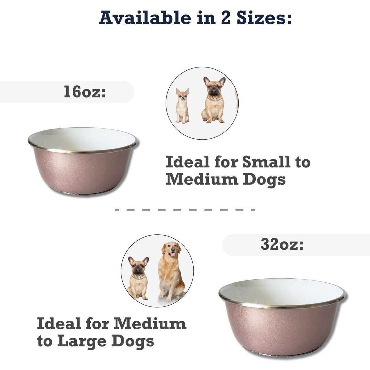 Deep Stainless Steel Dog Bowl with Paw Print Design – Rose Gold