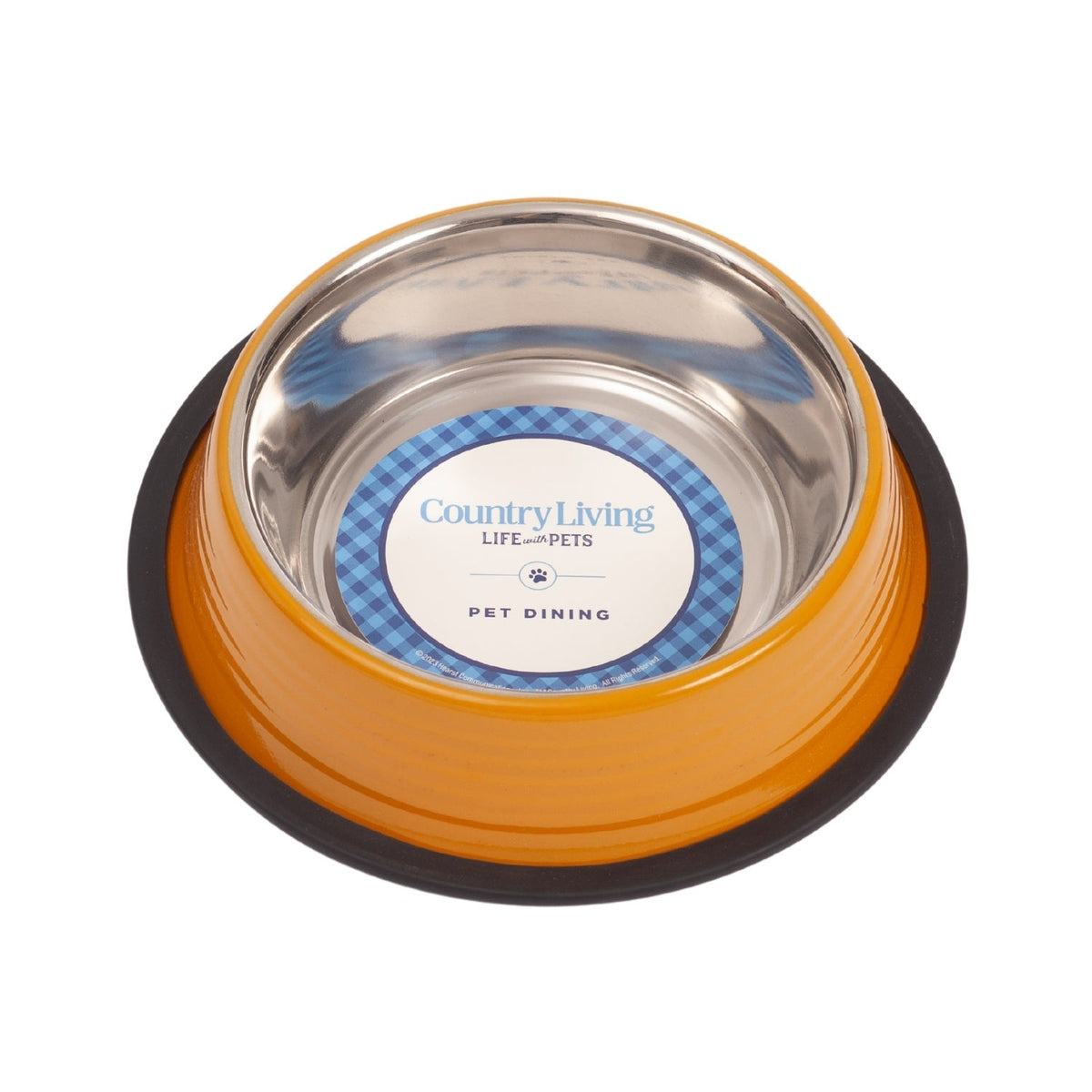 Country Living Ribbed Non-Slip Pet Bowls, Set of 2 – Golden Yellow