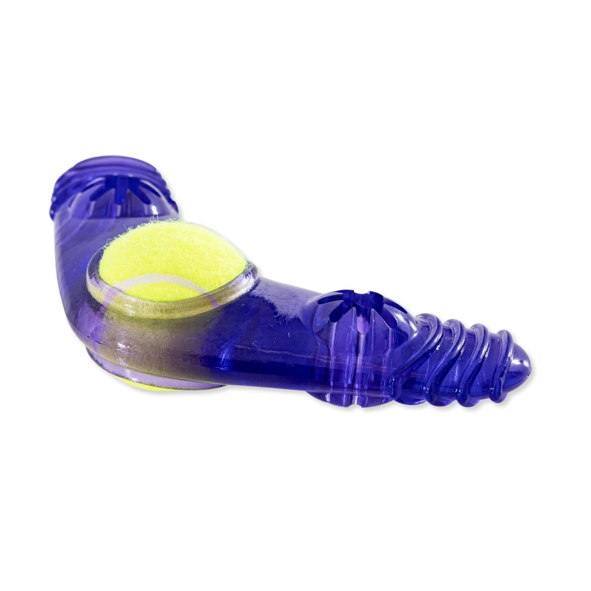 TPR Boomerang Dog Toy, 7.4 × 3.9 in, with Squeaker Ball & Treat Compartments