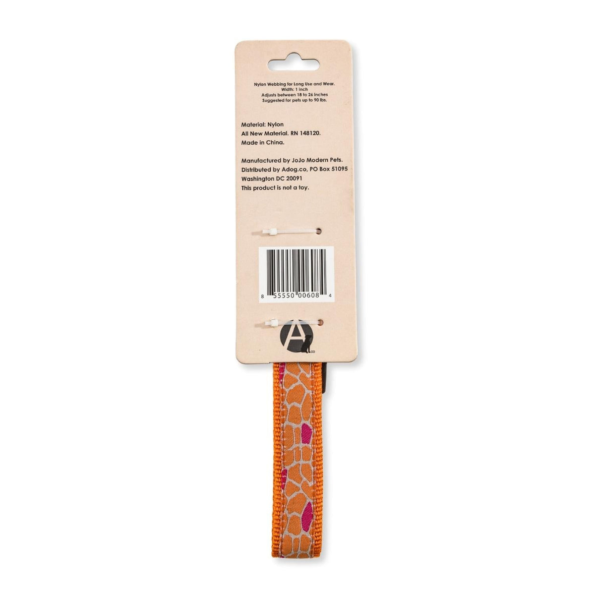 Nylon Dog Collar with Embroidered Giraffe Design
