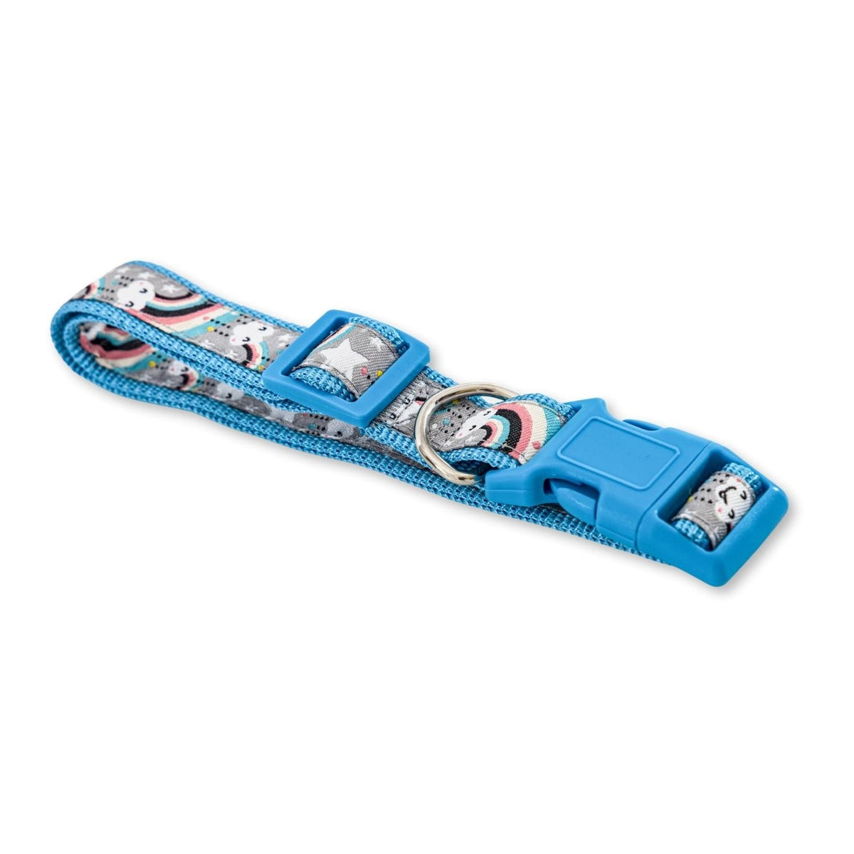 Nylon Dog Collar with Embroidered Rainbow Ribbon