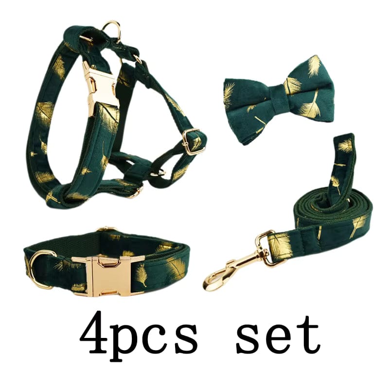 Green Feather Velvet Floral Set