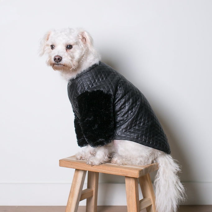Fifi Quilted Faux Leather + Fur Top