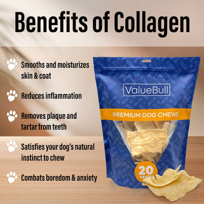 ValueBull USA Collagen Chips Dog Chews, Natural Long-Lasting Dog Treats, 1 Pound