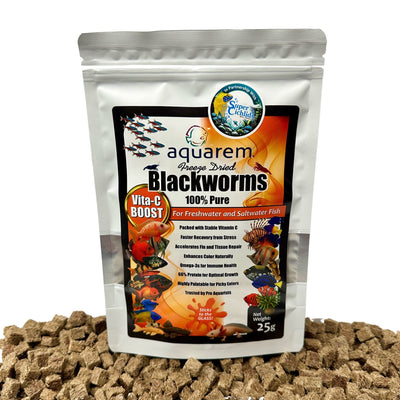 Premium Freeze Dried Blackworms with Vitamin C (All Natural, High Protein Fish Food)