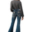 Grace in LA Women's Western Aztec Embellished Mid Rise Flare Jeans