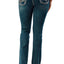 Grace in LA Women's Western Horse Embroidered Mid Rise Bootcut Jeans