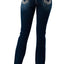 Grace in LA Women's Western Horseshoe Embellished Mid Rise Stretch Bootcut Jeans