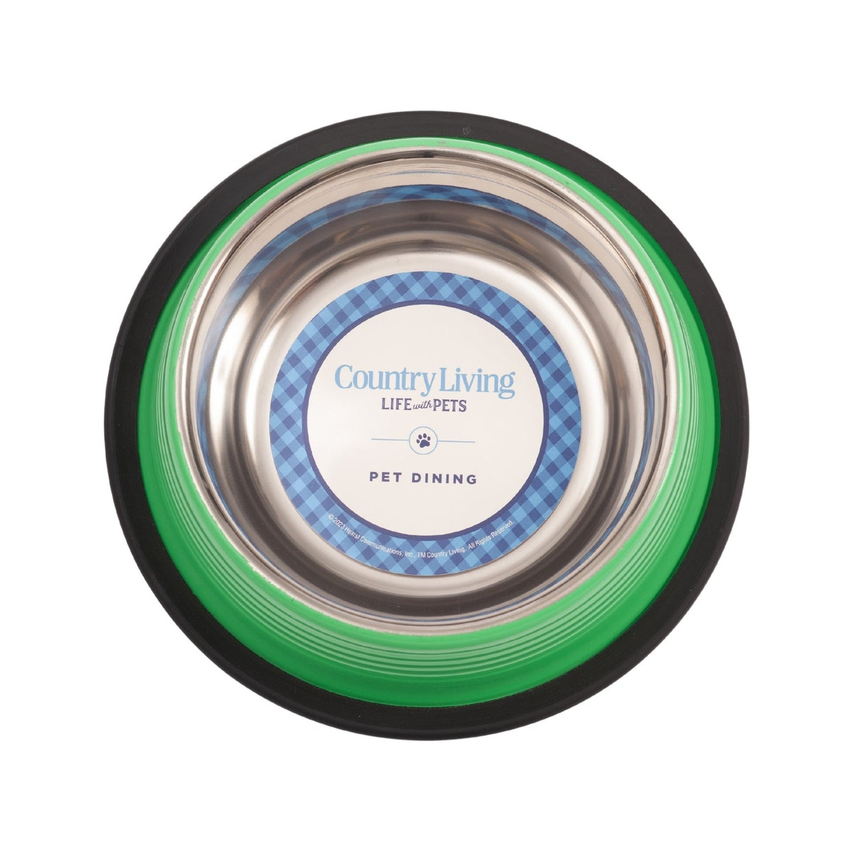 Country Living Ribbed Stainless Steel Dog Bowls, Non-Slip, Set of 2 – Irish Green