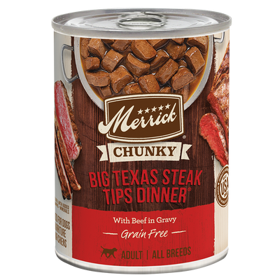 Merrick Chunky Grain Free Adult Big Texas Steak Dinner Wet Dog Food (12.7oz)