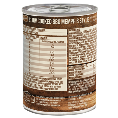 Merrick Slow Cooked Grain Free Adult BBQ Memphis Chicken Wet Dog Food (12.7oz)