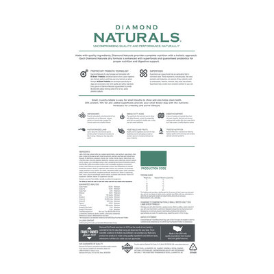 Diamond Naturals Small Breed Adult Dog Lamb & Rice Dry Dog Food (6lb)
