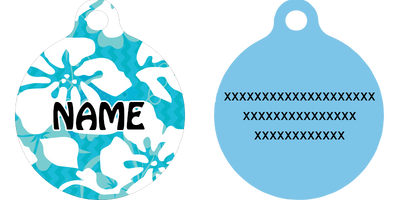 Island Floral Blue HD Dog ID Tag
