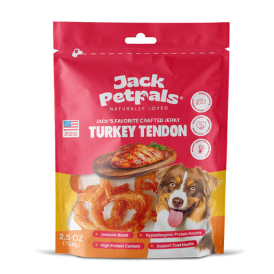 Jack PetPals Handcrafted Jerky Turkey Tendon Dog Treats, 2.5 oz