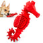 Jeffers Red Seahorse Natural Rubber Dog Chew Toy with Vanilla Scent and Textured Ridges for Dental Health