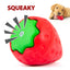 Jeffers Squeaky Strawberry Natural Rubber Dog Dental Chew Toy with Squeaker & Vanilla Scent for Medium Chewers