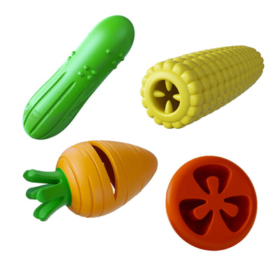 Jeffers Veggies Natural Rubber Dog Chew Toys, 4 pc, Medium