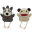Natural Leather Wee Buddies Sock Monkey & Raccoon Dog Toys, 2 Pack