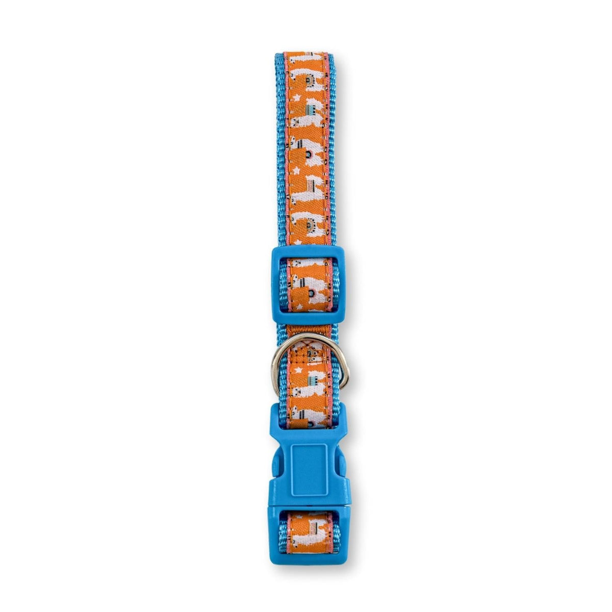 Nylon Dog Collar with Embroidered Llama Design