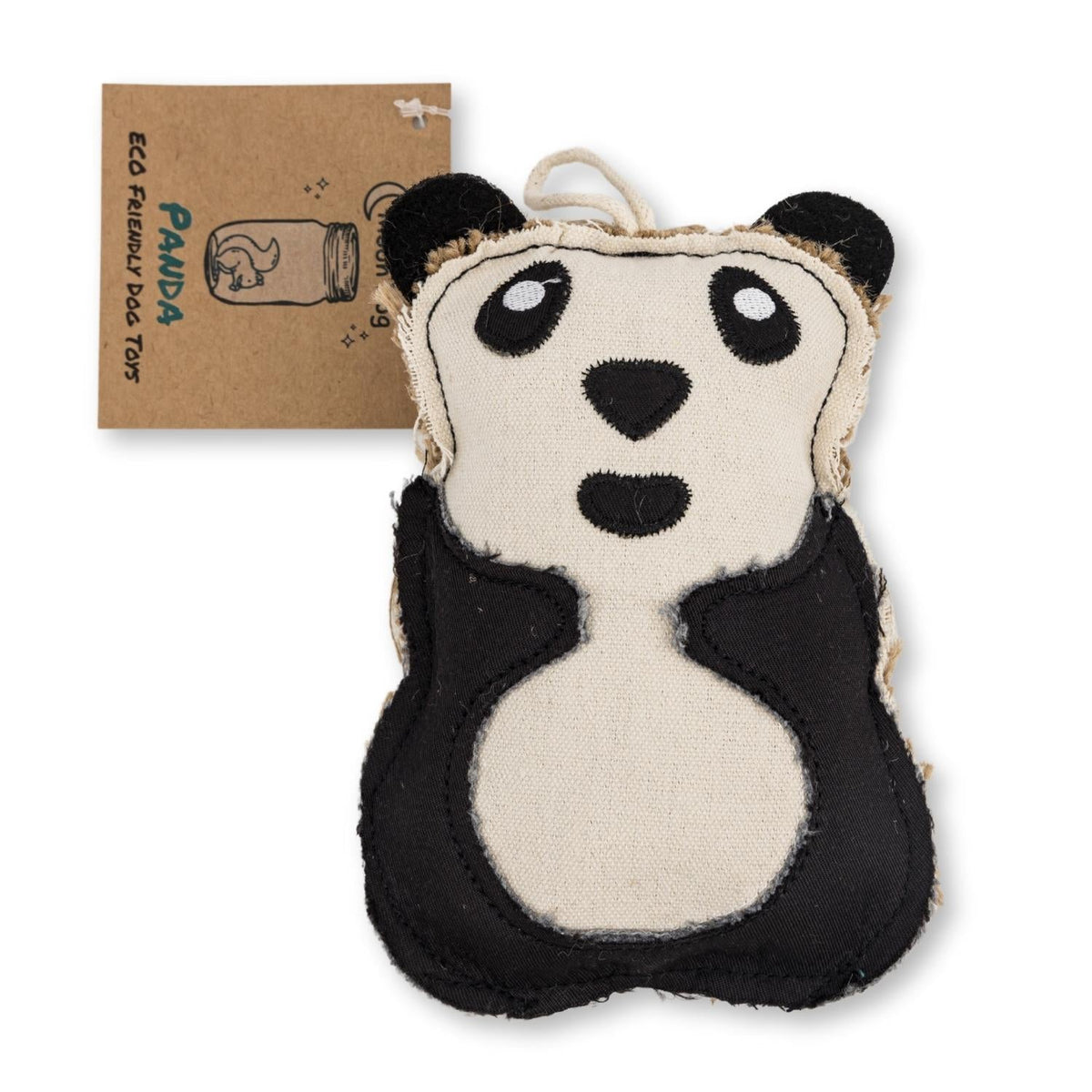 Panda-Shaped Canvas & Jute Dog Chew Toy