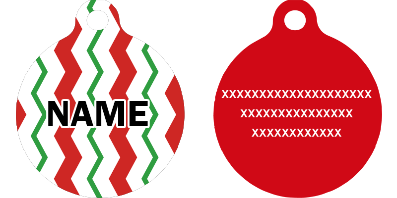 Peppermint Chevron Stripes HD Dog ID Tag