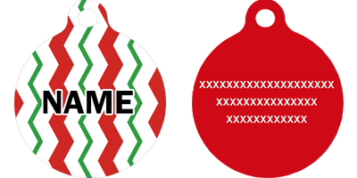Peppermint Chevron Stripes HD Dog ID Tag