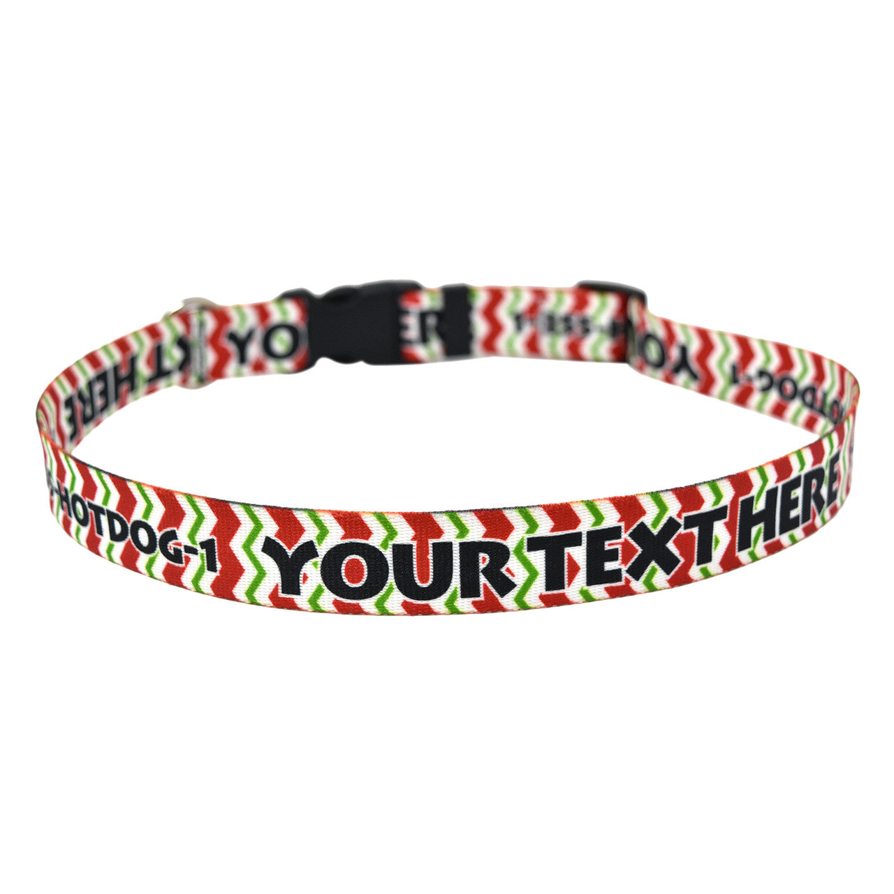 Personalized Peppermint Chevron Stripes Dog Collar