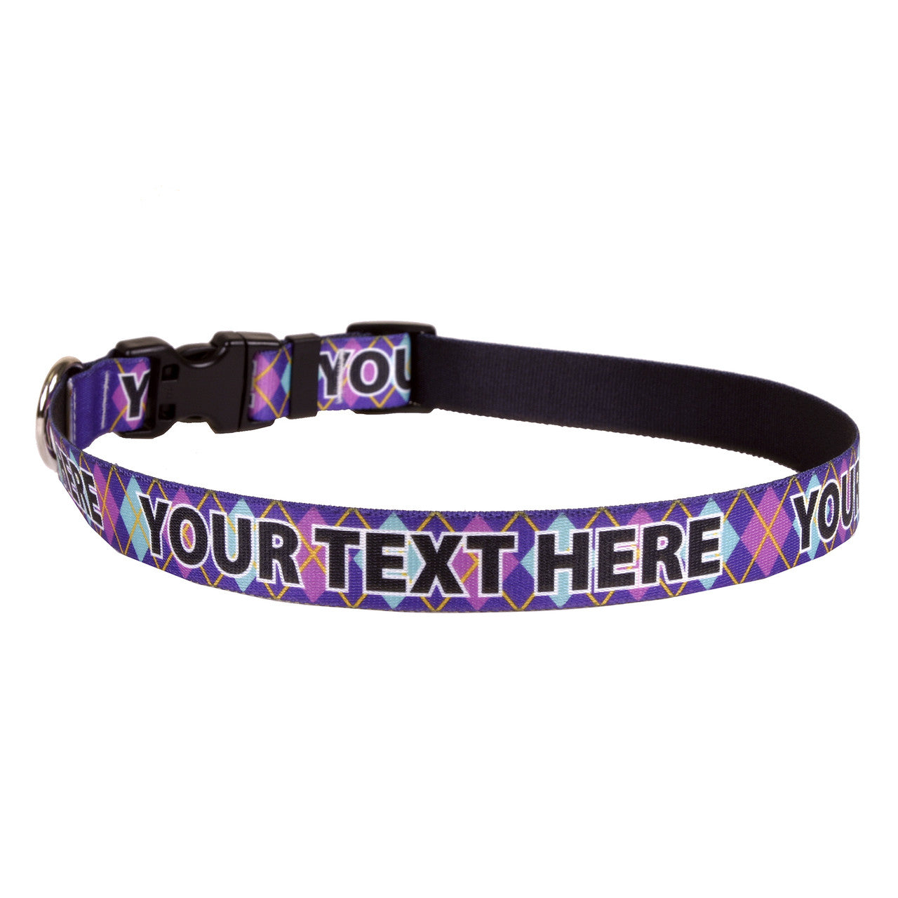 Personalized Purple Argyle Dog Collar
