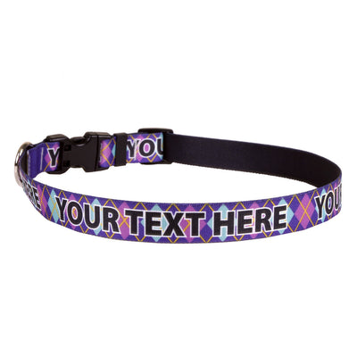 Personalized Purple Argyle Dog Collar