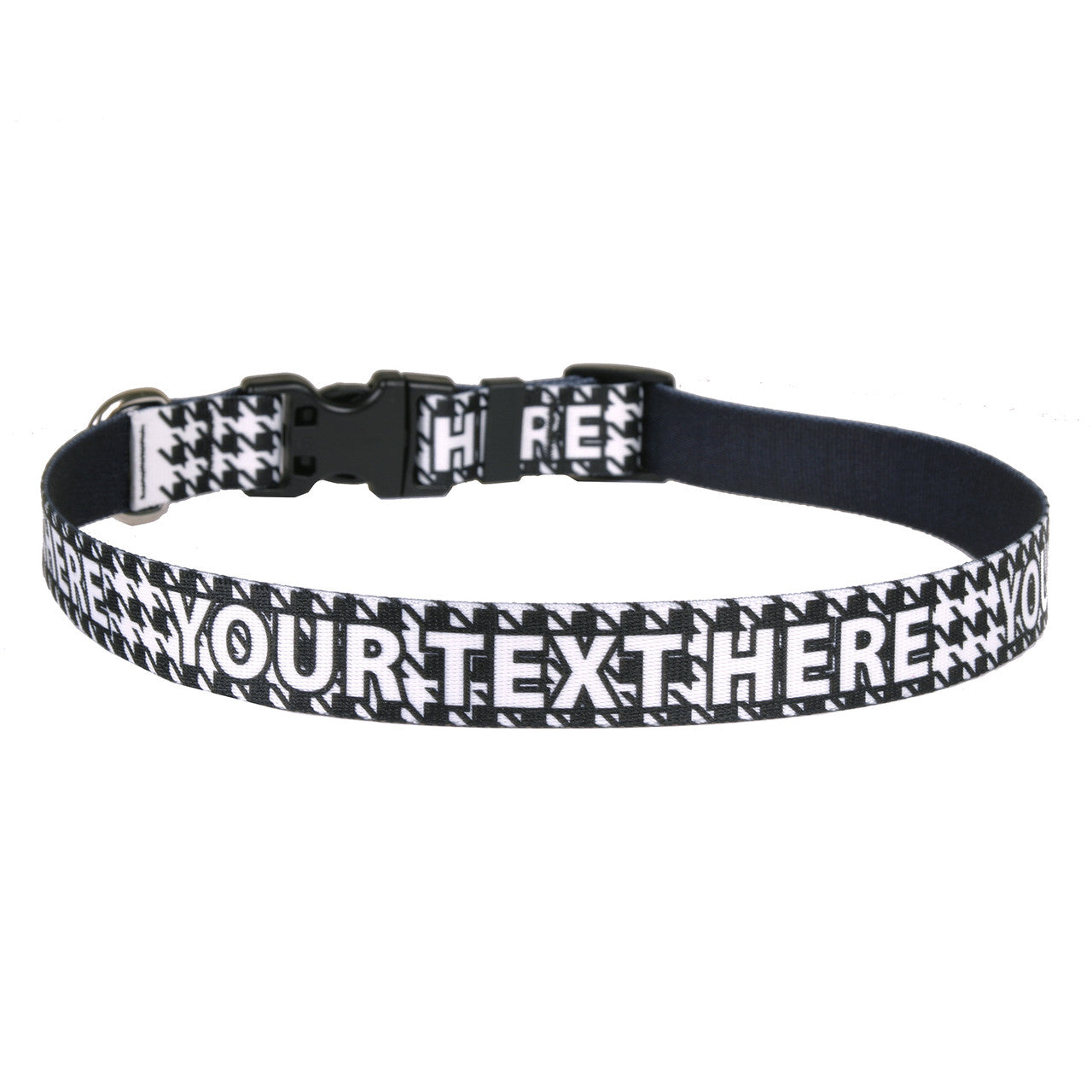 Personalized Houndstooth Black and White Dog Collar