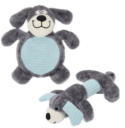 Pet Life ® 2-piece Dual Squeaker and Plush Animal Dog Toy Set
