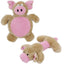 Pet Life ® 2-piece Dual Squeaker and Plush Animal Dog Toy Set