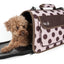 Pet Life ® Casual Polka-Dotted Airline Approved Folding Zippered Collapsible Travel Pet Dog Carrier w/ Pouch