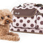 Pet Life ® Casual Polka-Dotted Airline Approved Folding Zippered Collapsible Travel Pet Dog Carrier w/ Pouch