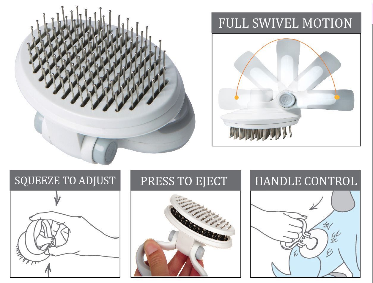 Pet Life ® 'Gyrater' Travel Self-Cleaning Swivel Grooming Pet Pin Brush