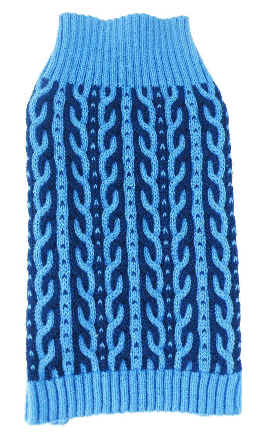Pet Life ® 'Harmonious' Dual Color Weaved Heavy Cable Knitted Fashion Designer Dog Sweater