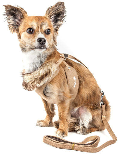 Pet Life ® Luxe 'Furracious' 2-In-1 Adjustable Dog Harness and Leash with Detachable Fur Collar