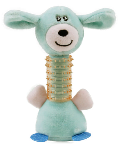 Pet Life ® Totty-Chew' Plush and Rubber Squeaking Newborn Teething Cat and Dog Toy