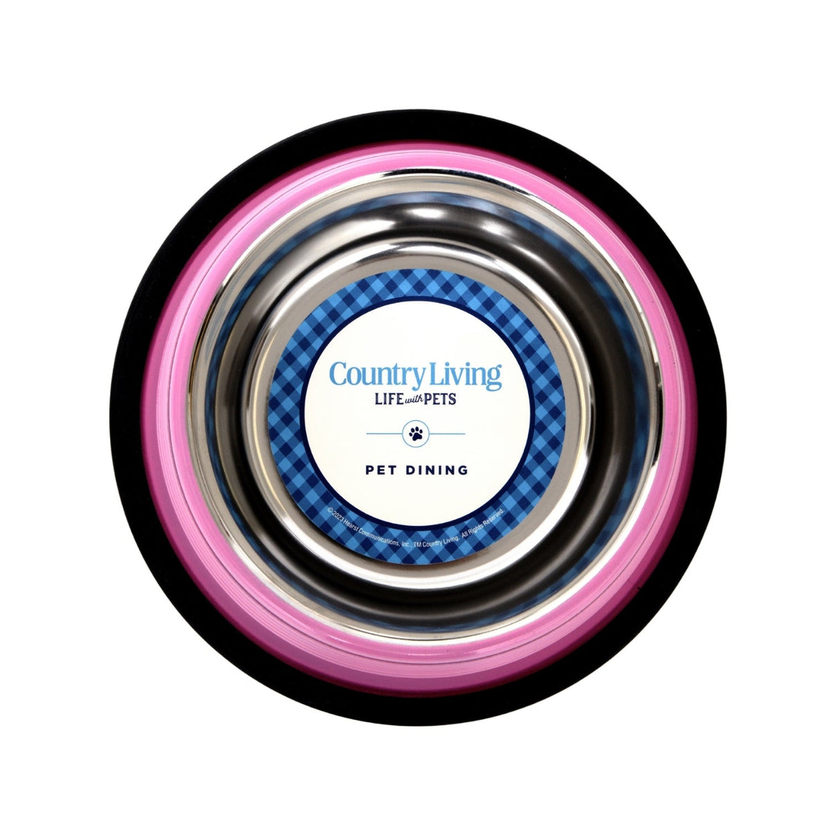 Country Living Ribbed Stainless Steel Dog Bowls, Non-Slip, Set of 2 – Carnation Pink