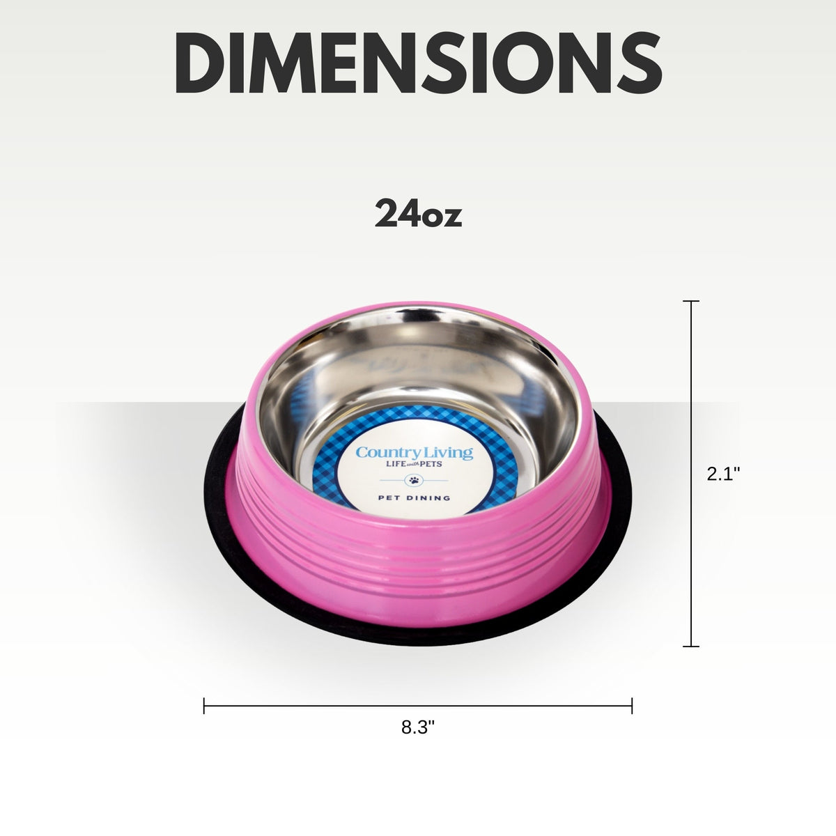 Country Living Ribbed Stainless Steel Dog Bowls, Non-Slip, Set of 2 – Carnation Pink