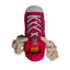 Pink Squeaky Plush Sneaker Dog Toy with Rope & Treat Compartment