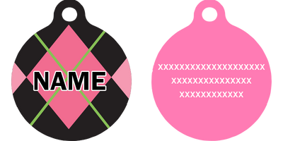 Pink Argyle HD Dog ID Tag