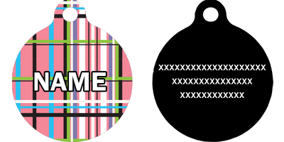 Tartan Plaid Pink HD Dog ID Tag