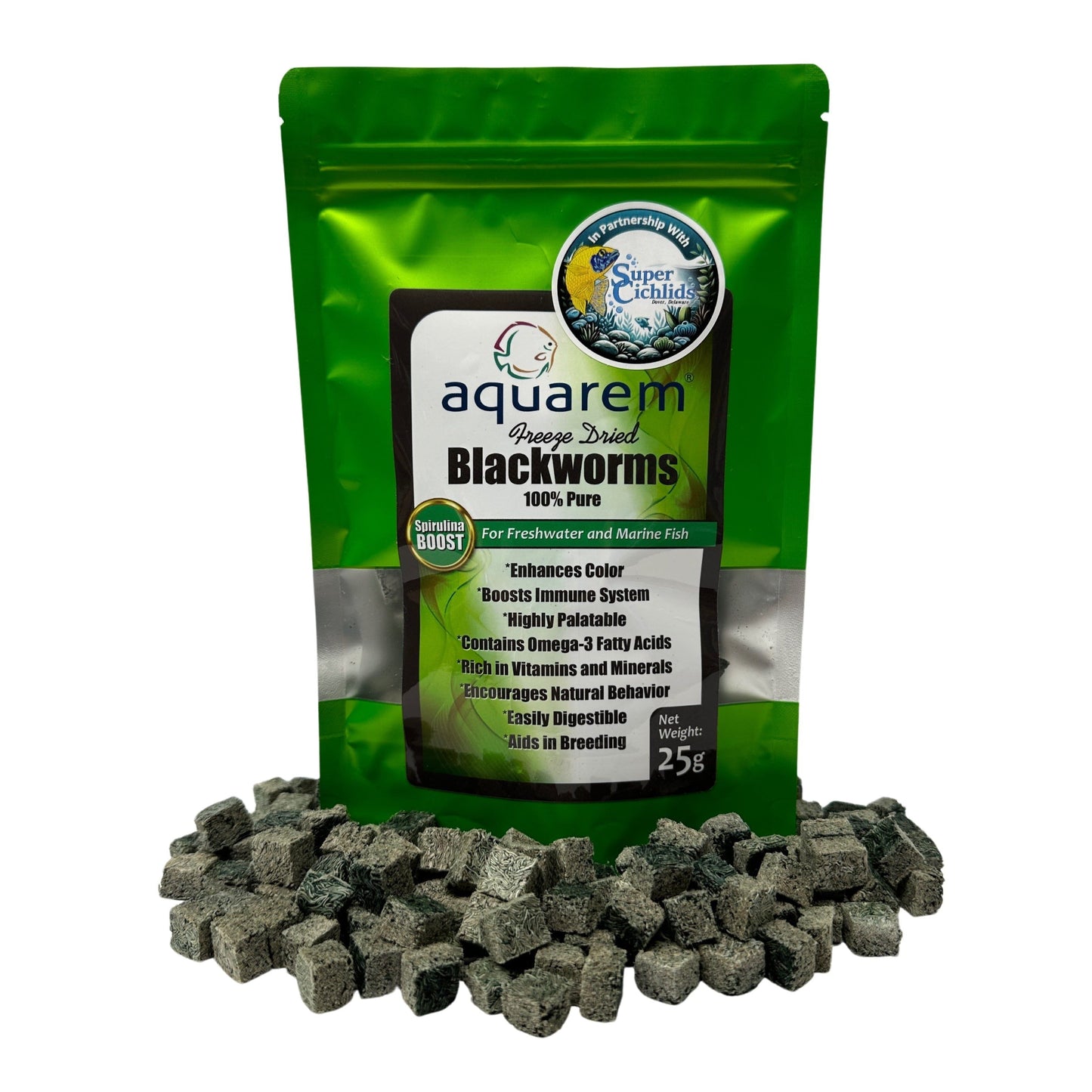 Premium Freeze Dried Blackworms - Spirulina Boost