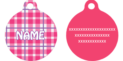 Preppy Plaid Pink HD Dog ID Tag